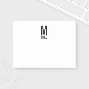 Modern Personalised Bold Monogram and Name Post-it Notes