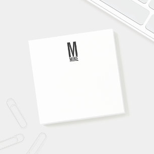 Modern Personalised Bold Monogram and Name Post-it Notes