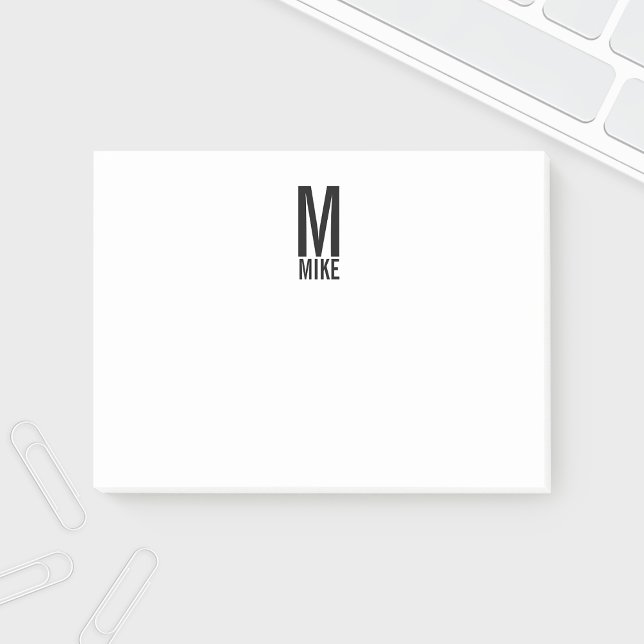 Modern Personalised Bold Monogram and Name Post-it Notes (Creator Uploaded)