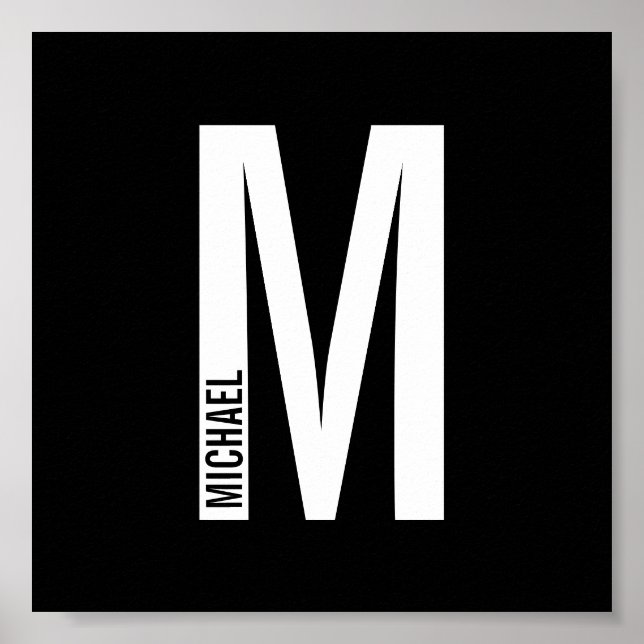 Modern Personalised Bold Monogram and Name Poster (Front)