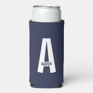 Modern Personalised Bold Monogram and Name Seltzer Can Cooler