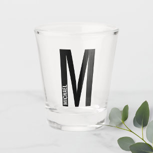 Modern Personalised Bold Monogram and Name Shot Glass