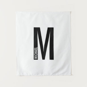 Modern Personalised Bold Monogram and Name Tapestry