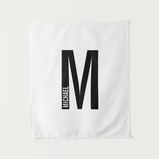 Modern Personalised Bold Monogram and Name Tapestry (Front)
