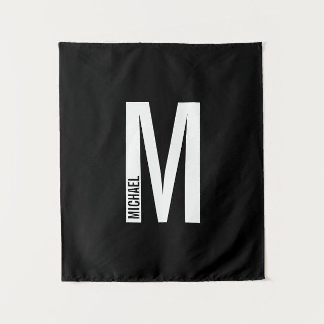Modern Personalised Bold Monogram and Name Tapestry (Front)