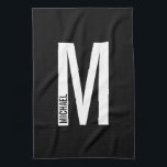 Modern Personalised Bold Monogram and Name Tea Towel<br><div class="desc">Modern Monogram Design featuring personalised monogram letter "M" and name in modern bold sans serif font style.</div>
