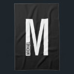 Modern Personalised Bold Monogram and Name Tea Towel<br><div class="desc">Modern Monogram Design featuring personalised monogram letter "M" and name in modern bold sans serif font style.</div>