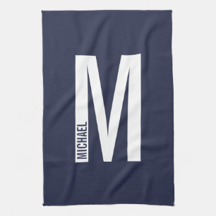 Modern Personalised Bold Monogram and Name Tea Towel