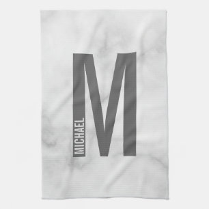 Modern Personalised Bold Monogram and Name Tea Towel