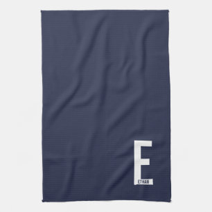 Modern Personalised Bold Monogram and Name Tea Towel