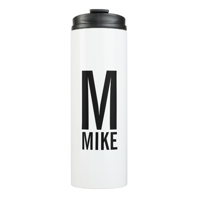 Modern Personalised Bold Monogram and Name Thermal Tumbler (Front)