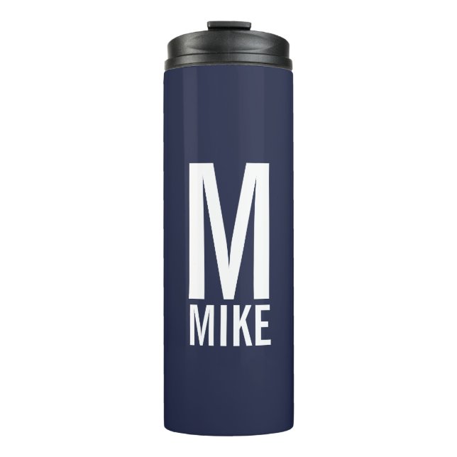 Modern Personalised Bold Monogram and Name Thermal Tumbler (Front)