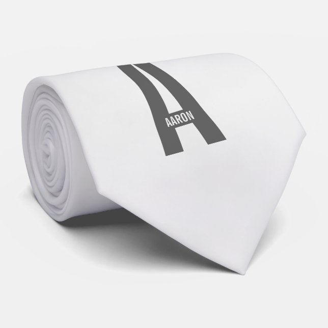 Modern Personalised Bold Monogram and Name Tie (Rolled)