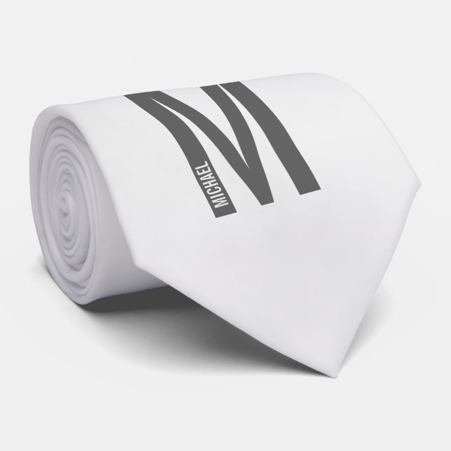 Modern Personalised Bold Monogram and Name Tie (Rolled)