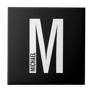 Modern Personalised Bold Monogram and Name Tile