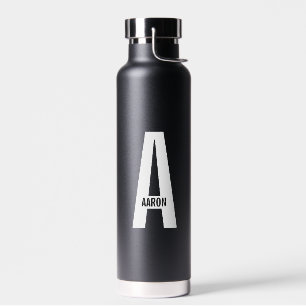 Modern Personalised Bold Monogram and Name Water Bottle