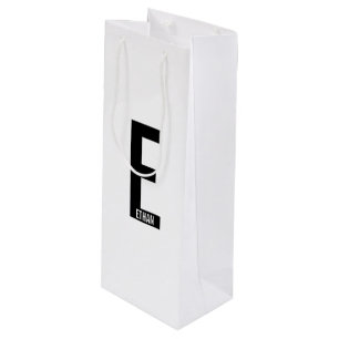 Modern Personalised Bold Monogram and Name Wine Gift Bag