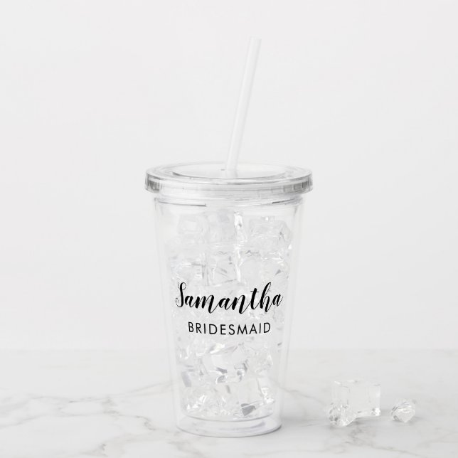 Modern Personalised Bridesmaid Acrylic Tumbler (Back Ice)