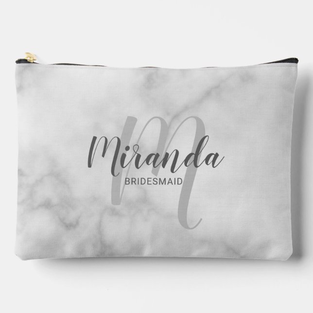 Modern Personalised Bridesmaid Monogram Name Accessory Pouch (Front)