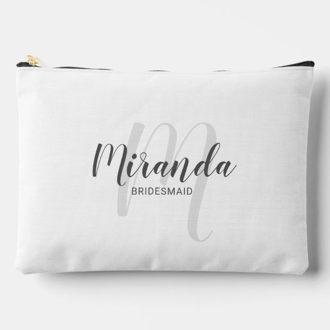 Modern Personalised Bridesmaid Monogram Name Accessory Pouch (Front)