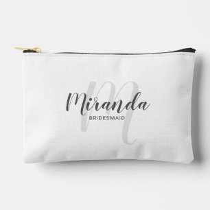 Modern Personalised Bridesmaid Monogram Name Accessory Pouch