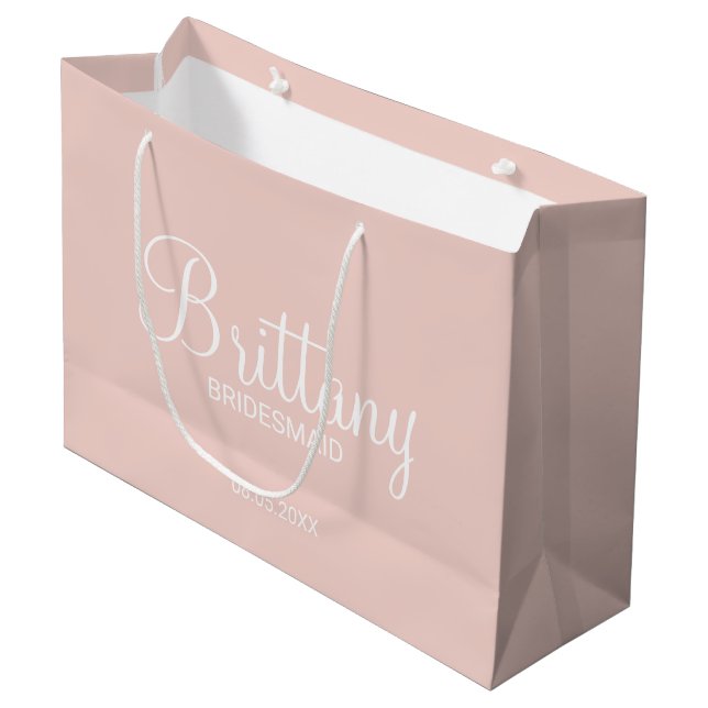 Modern Personalised Bridesmaids Large Gift Bag (Front Angled)