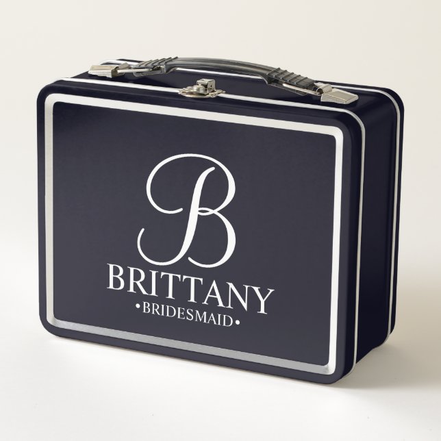 Modern Personalised Bridesmaids Metal Gift Box (Front)