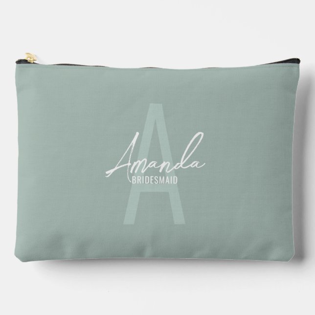 Modern Personalised Bridesmaid's Monogram and Name Accessory Pouch (Front)