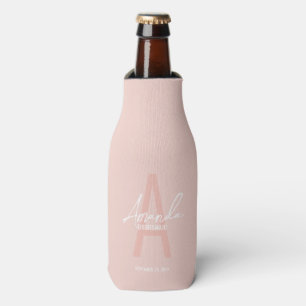 Modern Personalised Bridesmaid's Monogram and Name Bottle Cooler