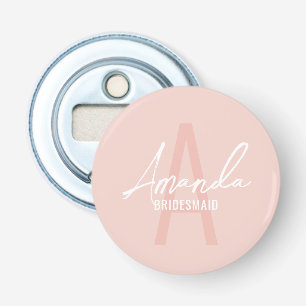 Modern Personalised Bridesmaid's Monogram and Name Bottle Opener