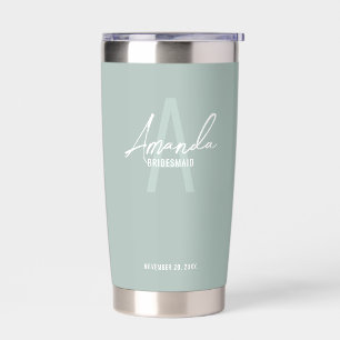 Modern Personalised Bridesmaid's Monogram and Name Insulated Tumbler