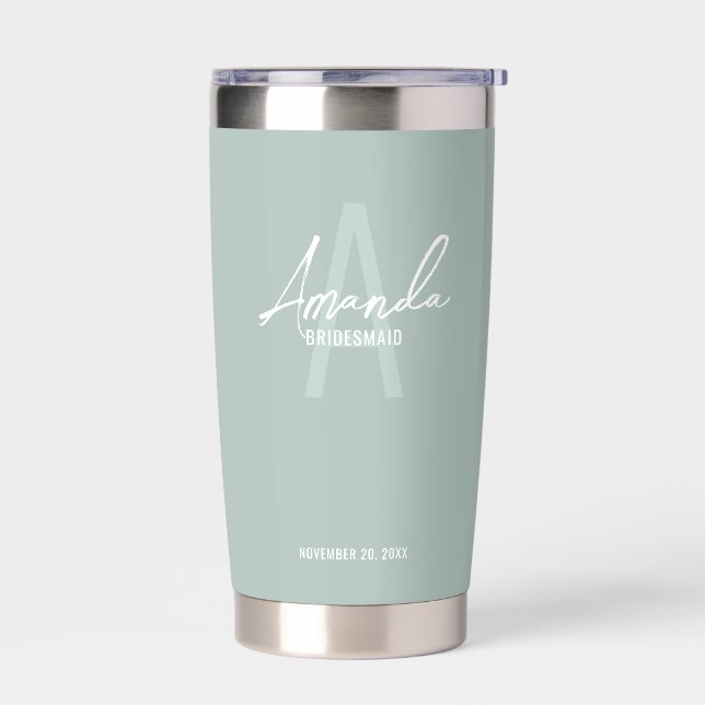 Modern Personalised Bridesmaid's Monogram and Name Insulated Tumbler (Left)