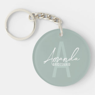 Modern Personalised Bridesmaid's Monogram and Name Key Ring