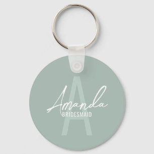 Modern Personalised Bridesmaid's Monogram and Name Key Ring