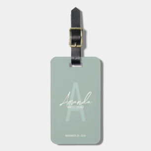Modern Personalised Bridesmaid's Monogram and Name Luggage Tag
