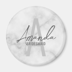 Modern Personalised Bridesmaid's Monogram and Name Magnet
