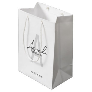 Modern Personalised Bridesmaid's Monogram and Name Medium Gift Bag
