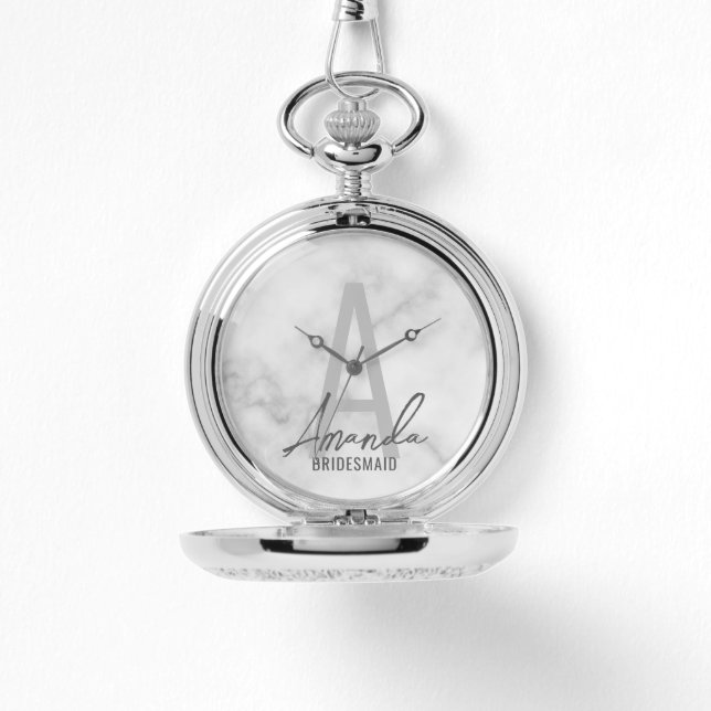 Modern Personalised Bridesmaid's Monogram and Name Watch (Front)