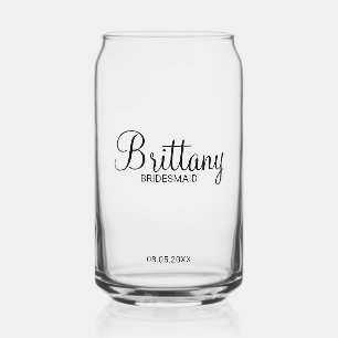 Modern Personalised Bridesmaids Name Can Glass