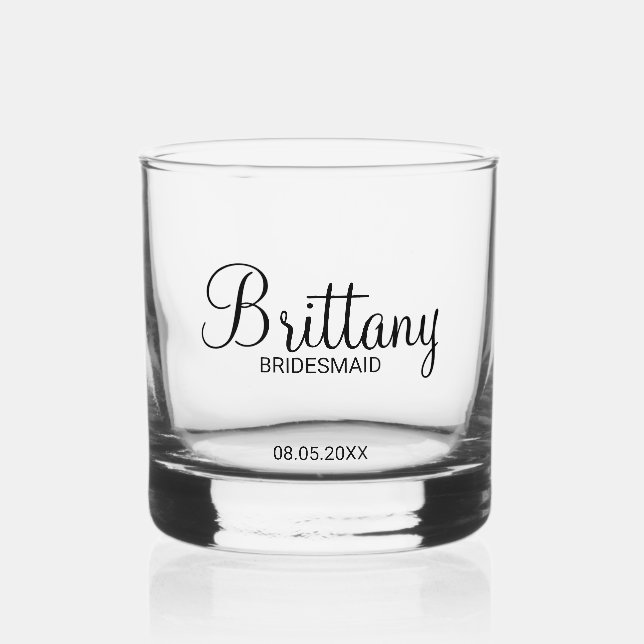 Modern Personalised Bridesmaids Name Whiskey Glass (Front)