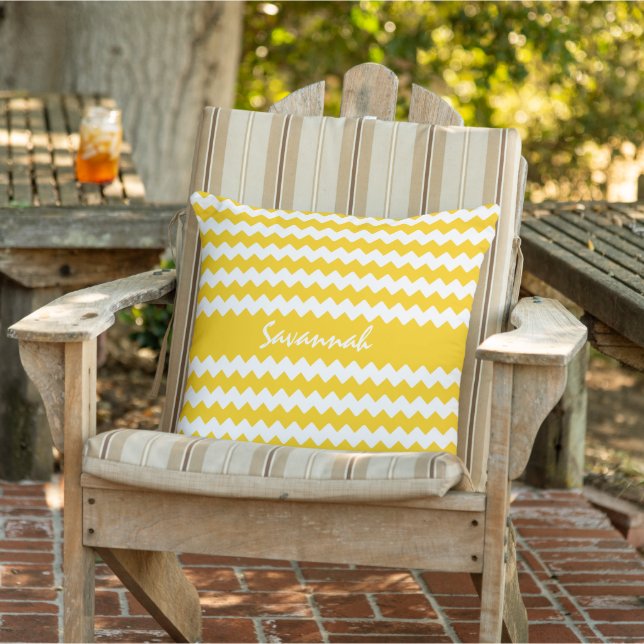 Modern Personalised Choose Colour Zigzag Pattern Cushion (Chair)