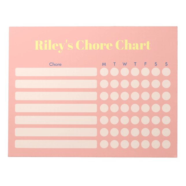 Modern Personalised Chore Chart Notepad (Front)