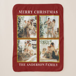 Modern Personalised Christmas Family Photo Collage Sherpa Blanket