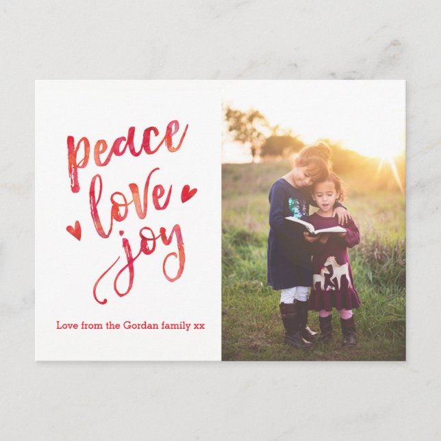 Modern Personalised Christmas photo card postcard (Front)