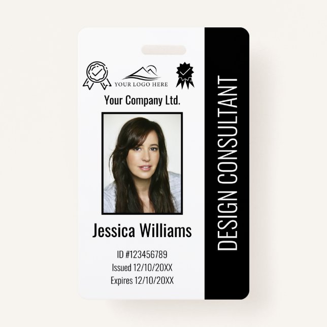 Modern Personalised Corporate Employee Black ID ID Badge (Front)