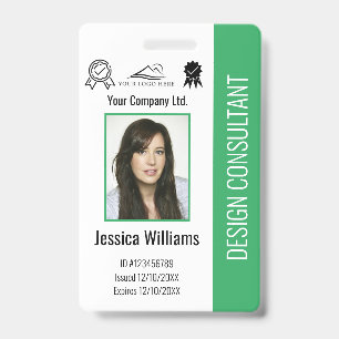 Modern Personalised Corporate Employee Green ID Badge