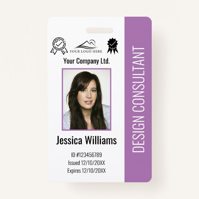 Modern Personalised Corporate Employee Purple ID ID Badge (Front)