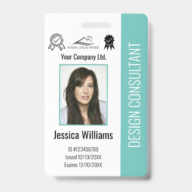 Modern Personalised Corporate Employee Teal ID Badge (Front)