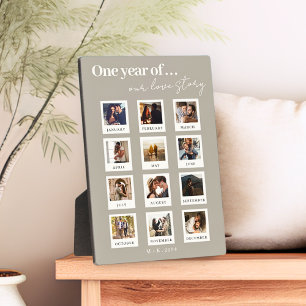 Modern Personalised Couples Photo Love Story Beige Plaque