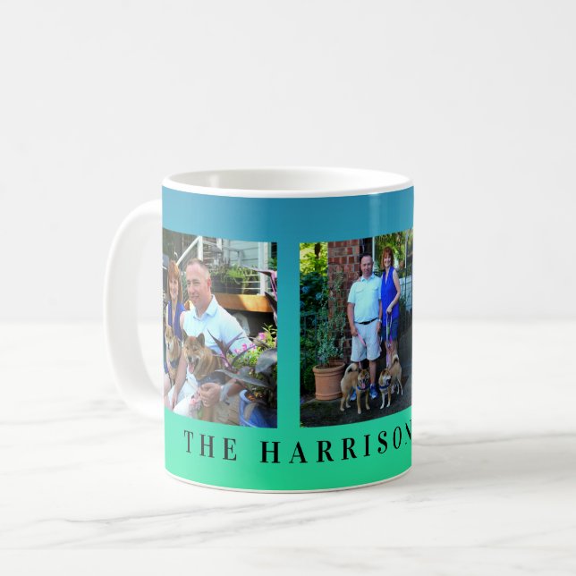 Modern Personalised Custom 3 Photo Family Collage Coffee Mug (Front Left)